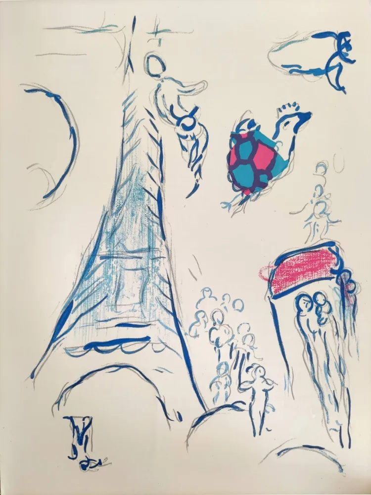 Lithograph Chagall - Sketch for the Angel of Mozart