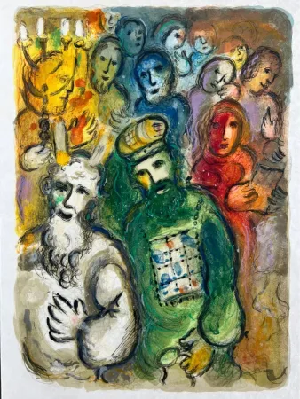 Lithograph Chagall - So went Moses and Aaron, and gathered all the Elders of the children of Israel