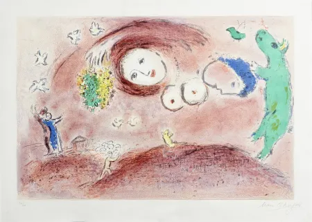Lithograph Chagall - Springtime in the Meadow, from Daphnis and Chloe