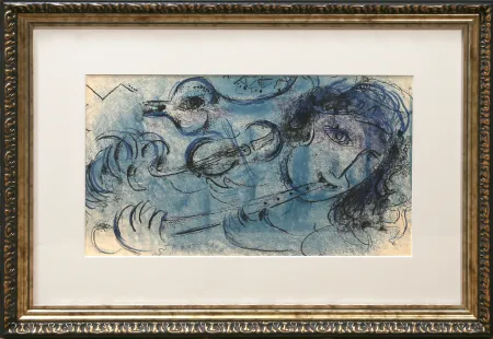 Lithograph Chagall - The Flute Player