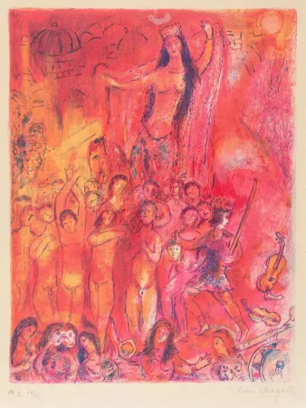 Lithograph Chagall - They were in Forty Pairs, Thus Numbering Fourscore.., from Four Tales from the Arabian Nights