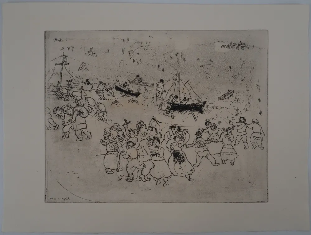Etching Chagall - Une fête au port (Le port au blé)
