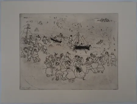 Etching Chagall - Une fête au port (Le port au blé)