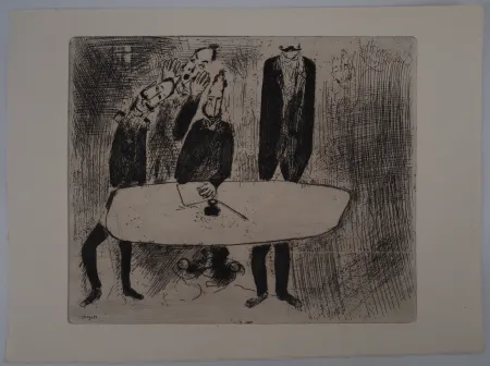 Etching Chagall - Une réunion de crise (Le conciliabule des fonctionnaires)