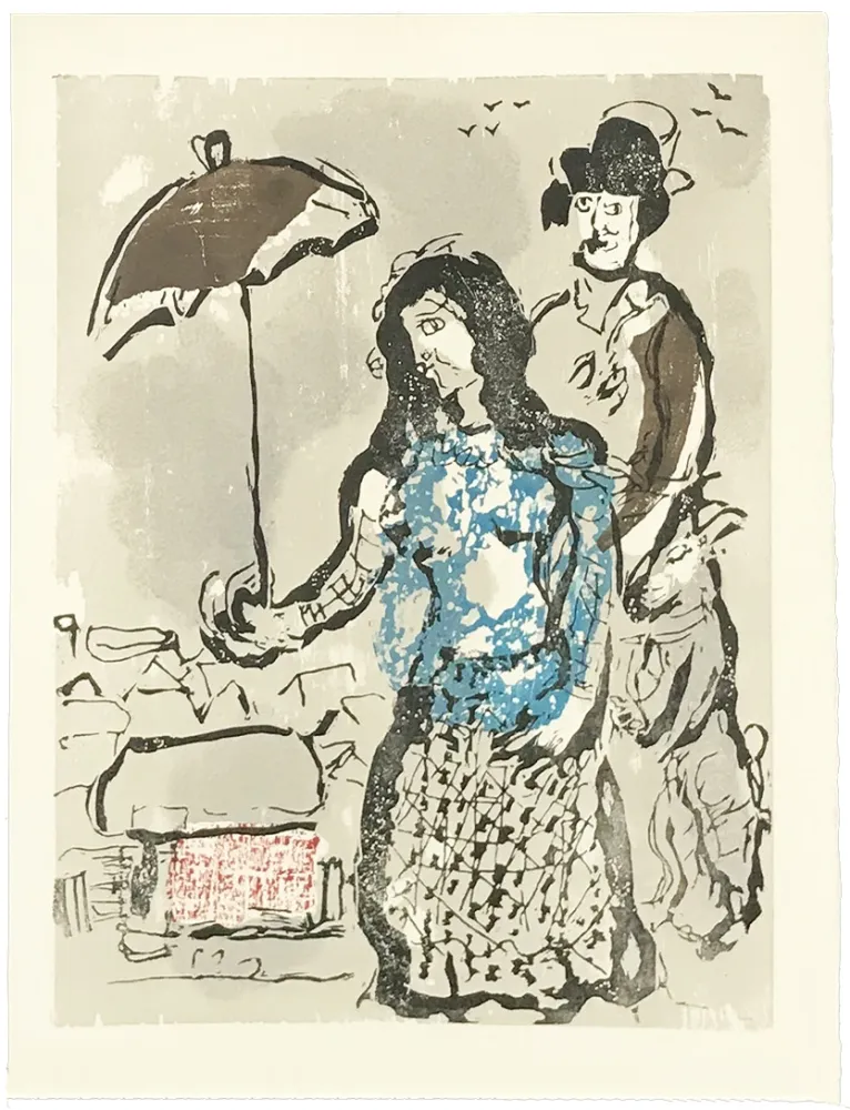 Woodcut Chagall - VERS LA RIVE (
