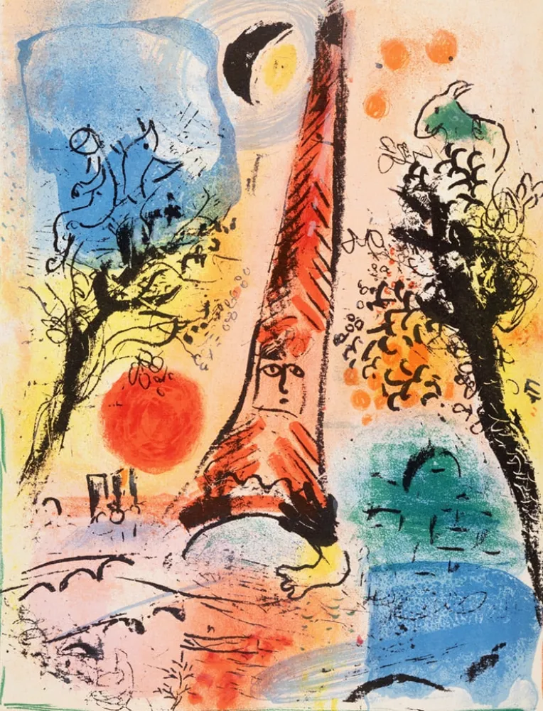 Lithograph Chagall - Vision de Paris
