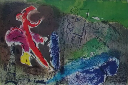 Lithograph Chagall - Vision de Paris, 1952