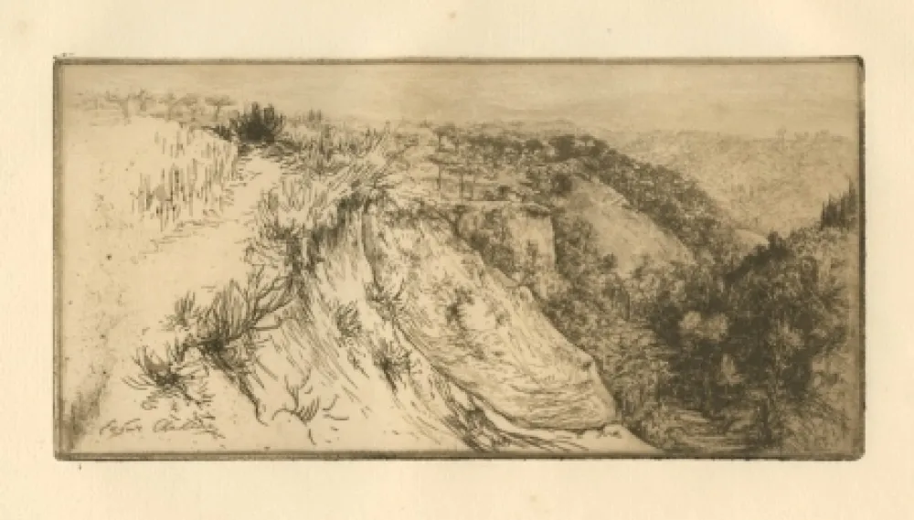 Etching Chahine - La vallée fertile, près Monte Oliveto Maggiore