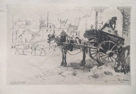 Etching And Aquatint Chahine - Les Terrassiers