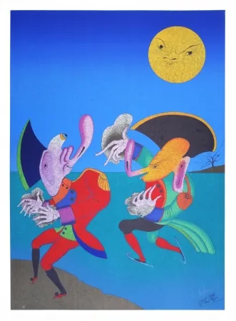 Lithograph Chemiakin - Carnaval de St Petersbourg