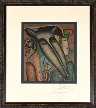 Lithograph Chemiakin - Gendarme and Rebecca