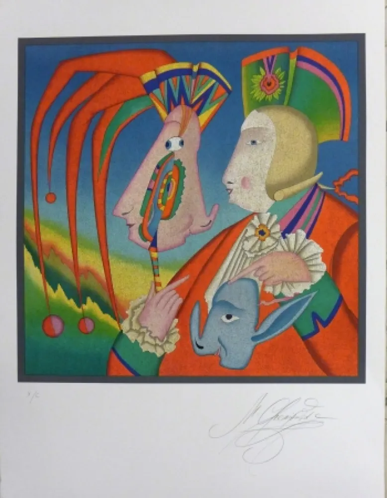 Lithograph Chemiakin - Le masque de Carnaval