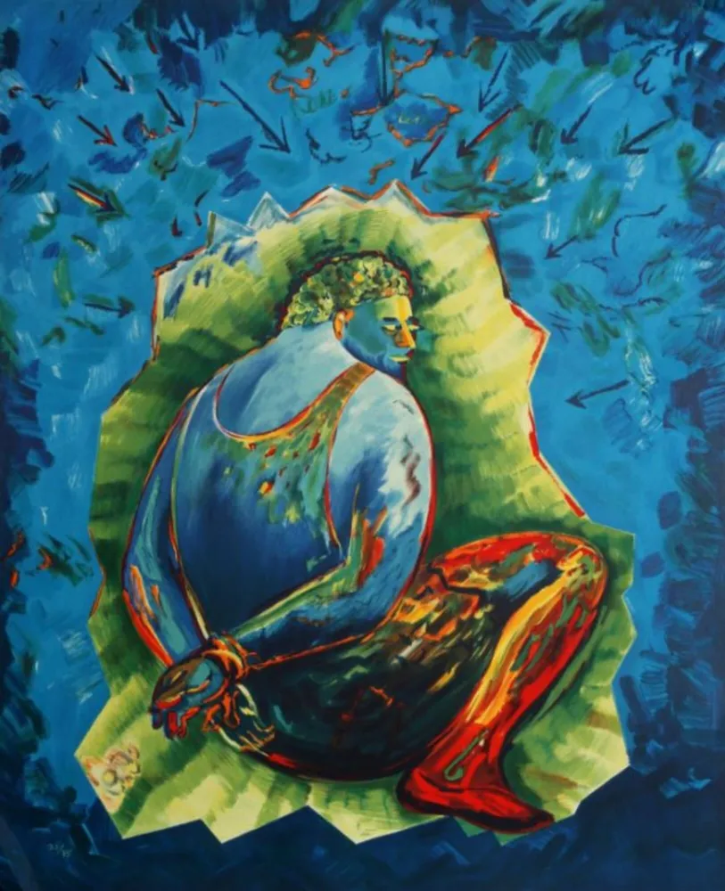 Lithograph Chia - Bound Man