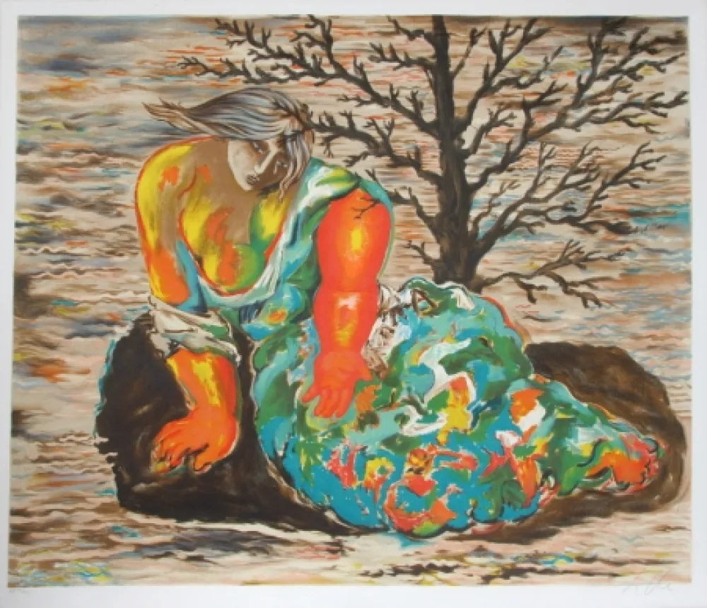 Lithograph Chia - Seated Woman