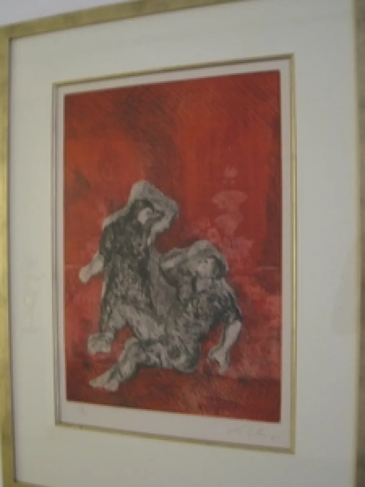 Etching Chia - Two persons in a Garden