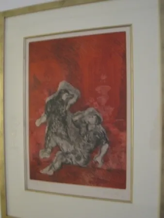 Etching Chia - Two persons in a Garden