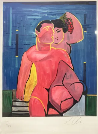 Lithograph Chia - Untitled Portrait of Lovers, ca.