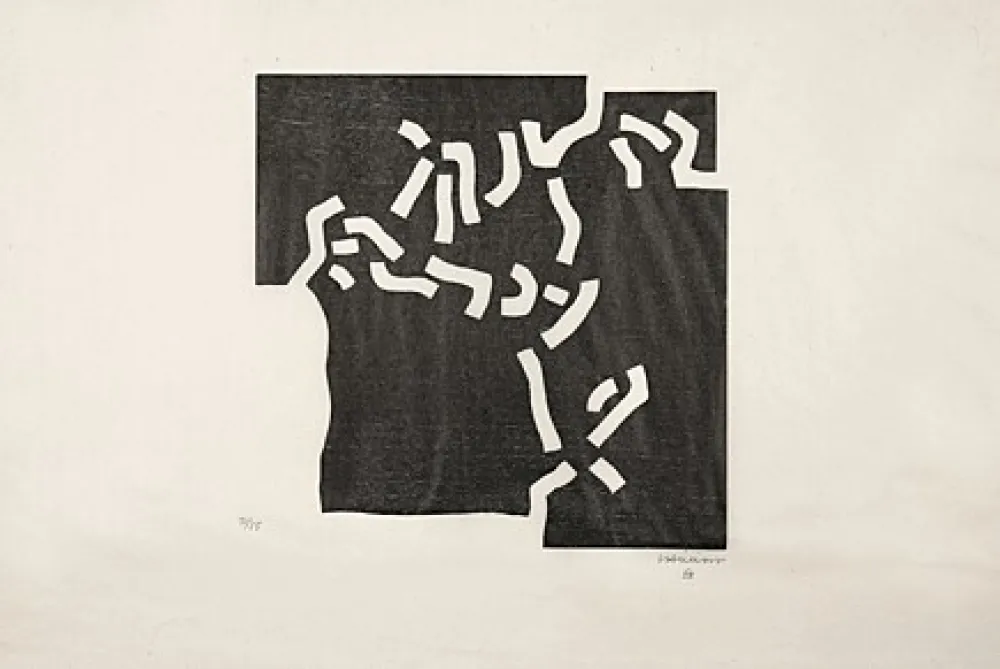 Woodcut Chillida - Beltza II (Schwarz II)