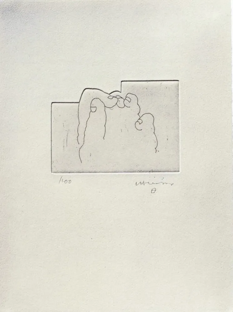 Etching Chillida - Literature or Life (Esku XXXV, Hebrew version)