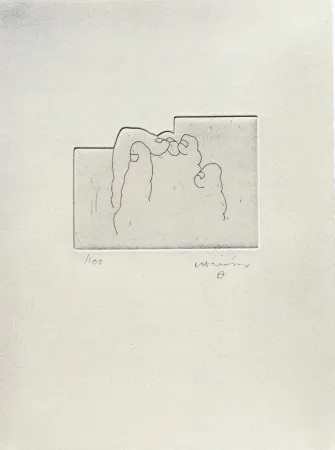 Etching Chillida - Literature or Life (Esku XXXV, Hebrew version)