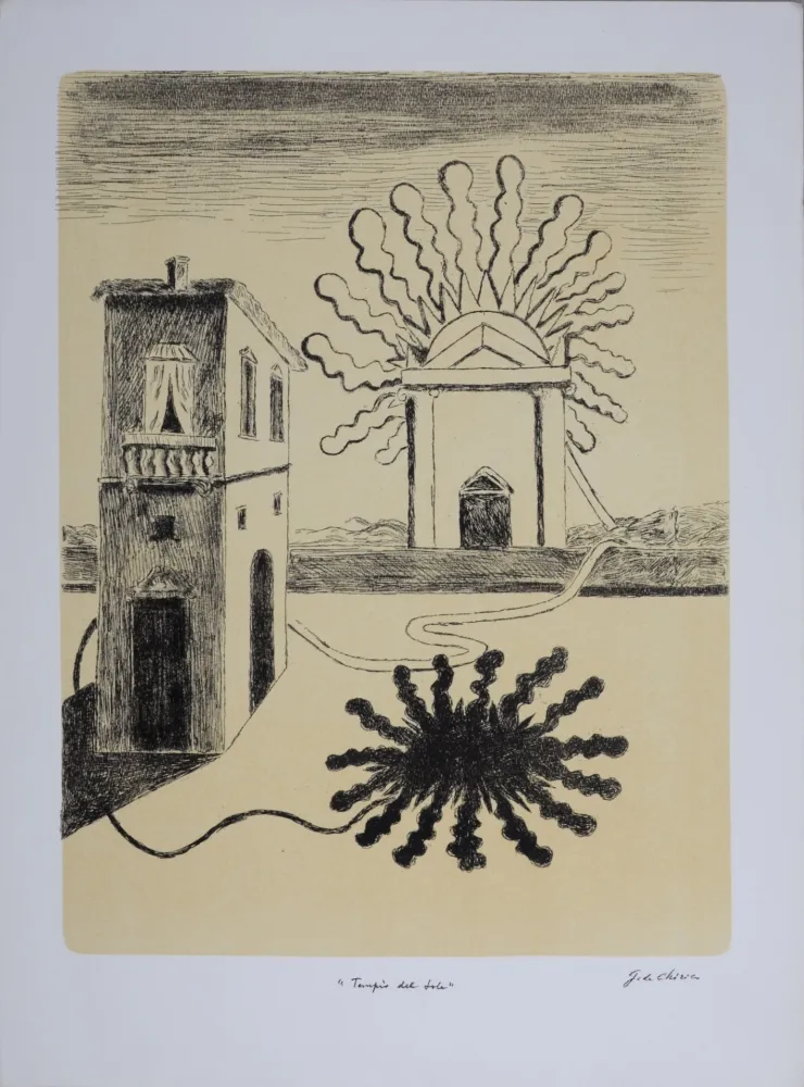 Lithograph Chirico (De) - Le Temple du Soleil