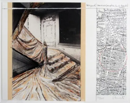 Lithograph Christo & Jeanne-Claude - Wrapped Staircase. 2001. Signed 