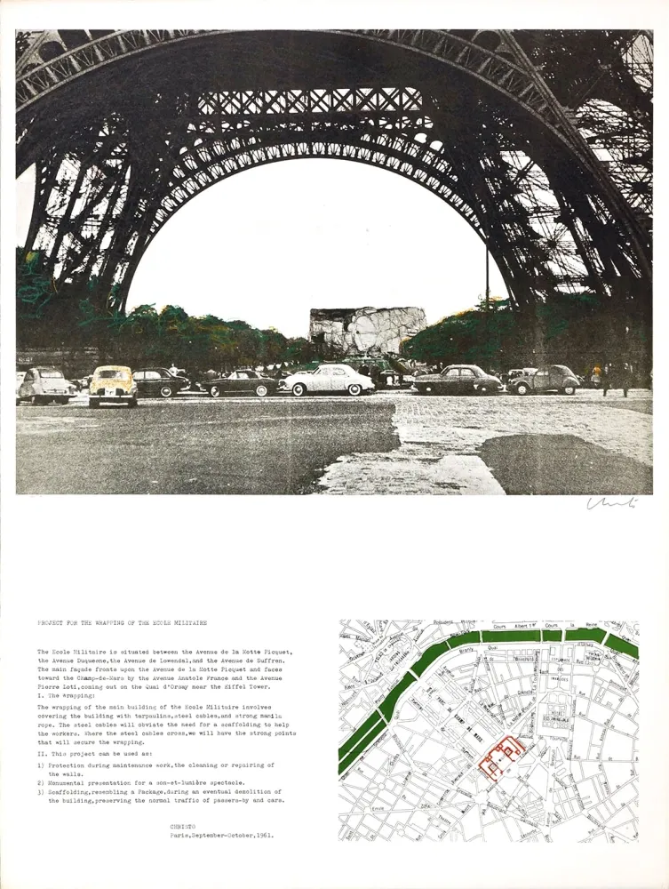 Lithograph Christo - Project Ecole Militaire, Paris