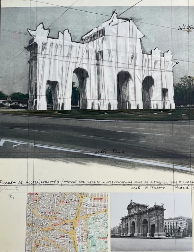 Lithograph Christo - Puerta de Alcalá, Envuelta / Proyecto para Madrid