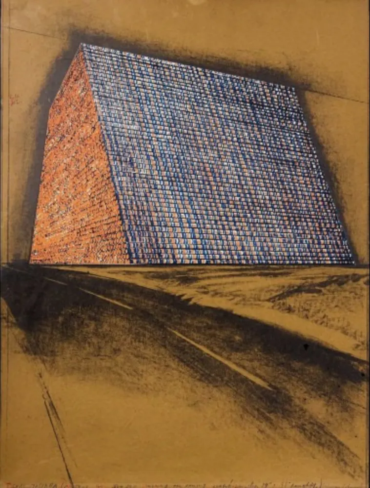 Lithograph Christo - Texas Mastaba, Project For 500,000 Stacked Oil Drums