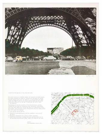 Lithograph Christo - The wrapping of the Ecole militaire