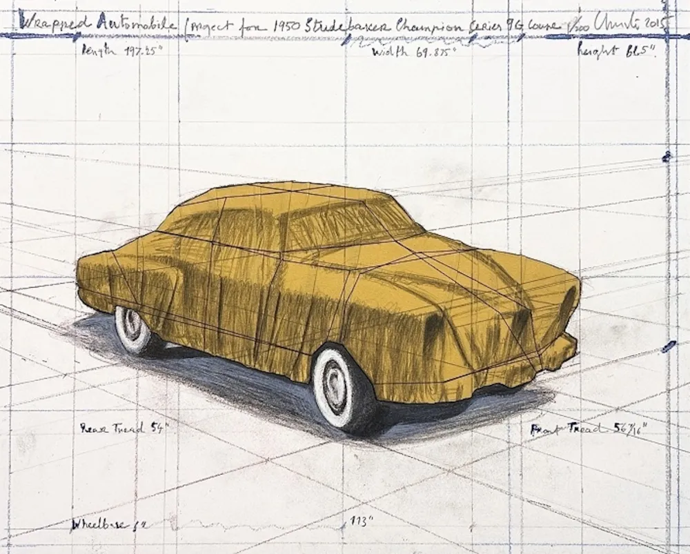 Lithograph Christo - Wrapped Automobile, Project for Studebaker