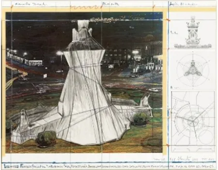 Lithograph Christo - Wrapped Fountain