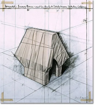 Lithograph Christo - Wrapped Snoopy House | Paris Arc de Triomphe