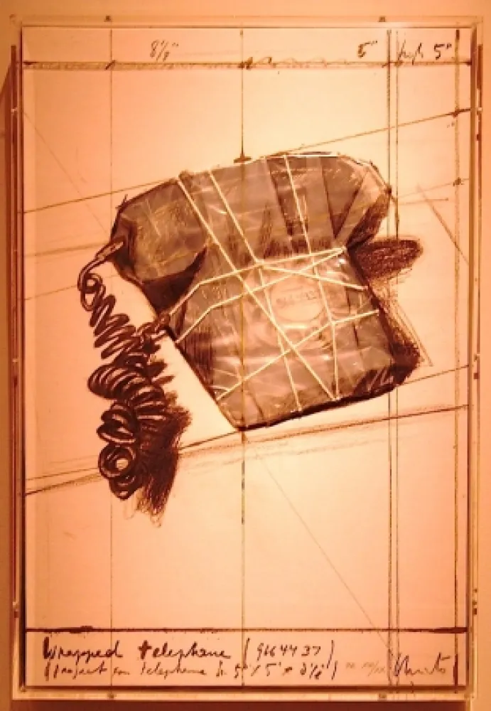 Lithograph Christo - Wrapped Telephone