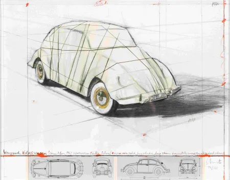 Screenprint Christo - Wrapped Volkswagen, Project for 1961 Volkswagen Beetle Saloon