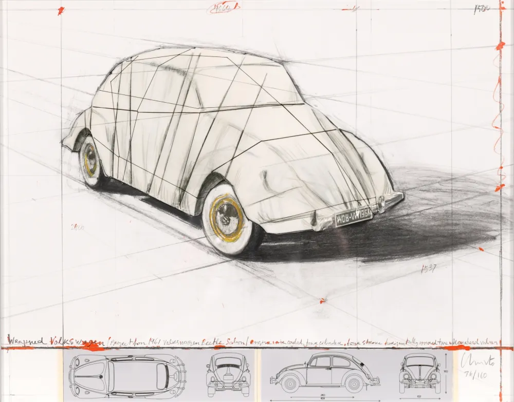 Screenprint Christo - Wrapped Volkswagen, Project for 1961 Volkswagen Beetle Saloon