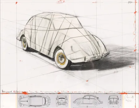 Screenprint Christo - Wrapped Volkswagen, Project for 1961 Volkswagen Beetle Saloon
