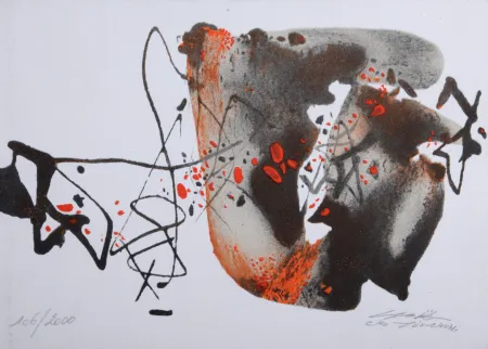 Lithograph Chu Teh Chun  - Abstract Composition