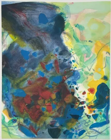 Lithograph Chu Teh Chun  - Saison bleue (Planche VII) 