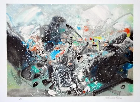 Lithograph Chu Teh Chun  - Snowstorm