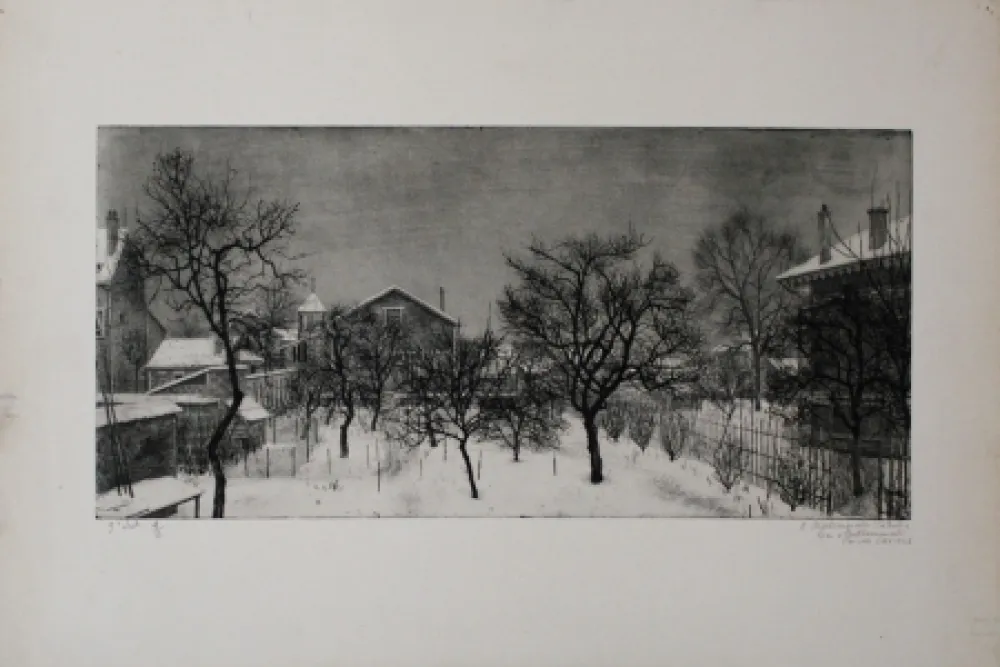 Etching And Aquatint Ciry - Village en hiver