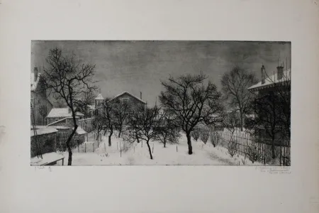 Etching And Aquatint Ciry - Village en hiver