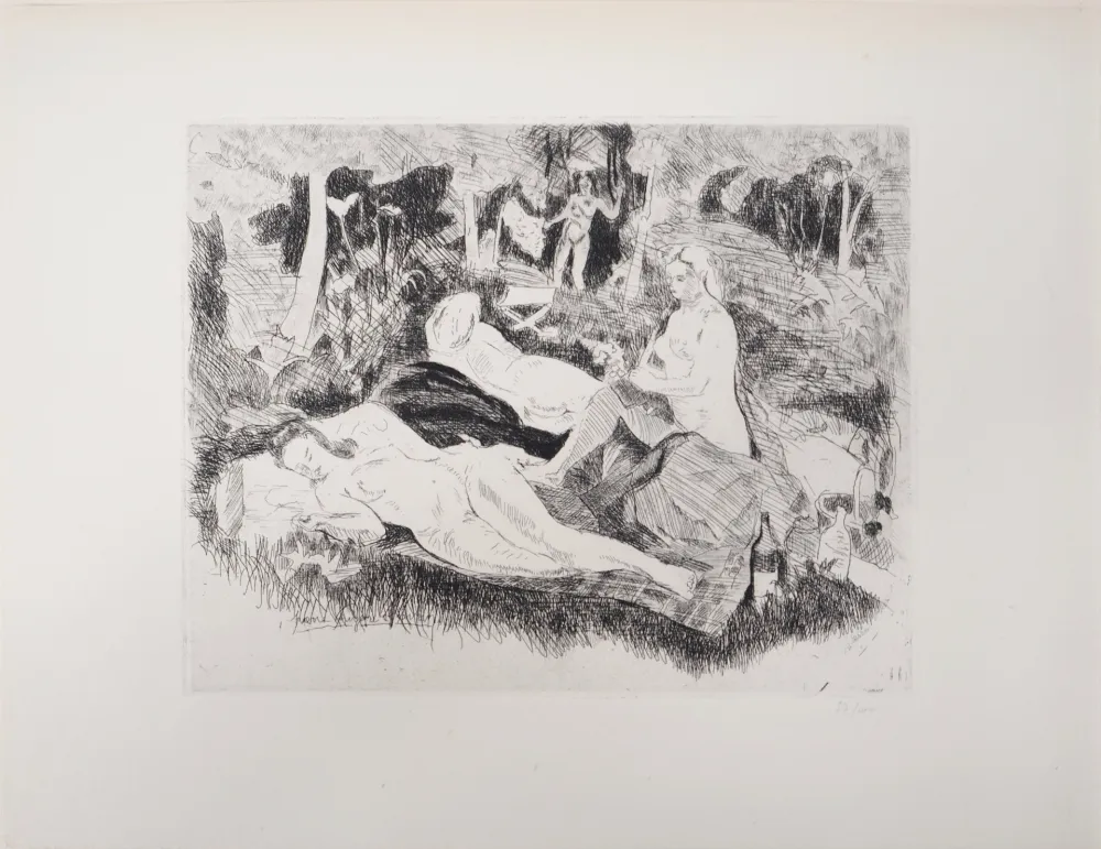 Etching Clairin - Nus dans une clairière