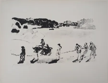 Lithograph Clairin - Un coup de Senne sur le Belon