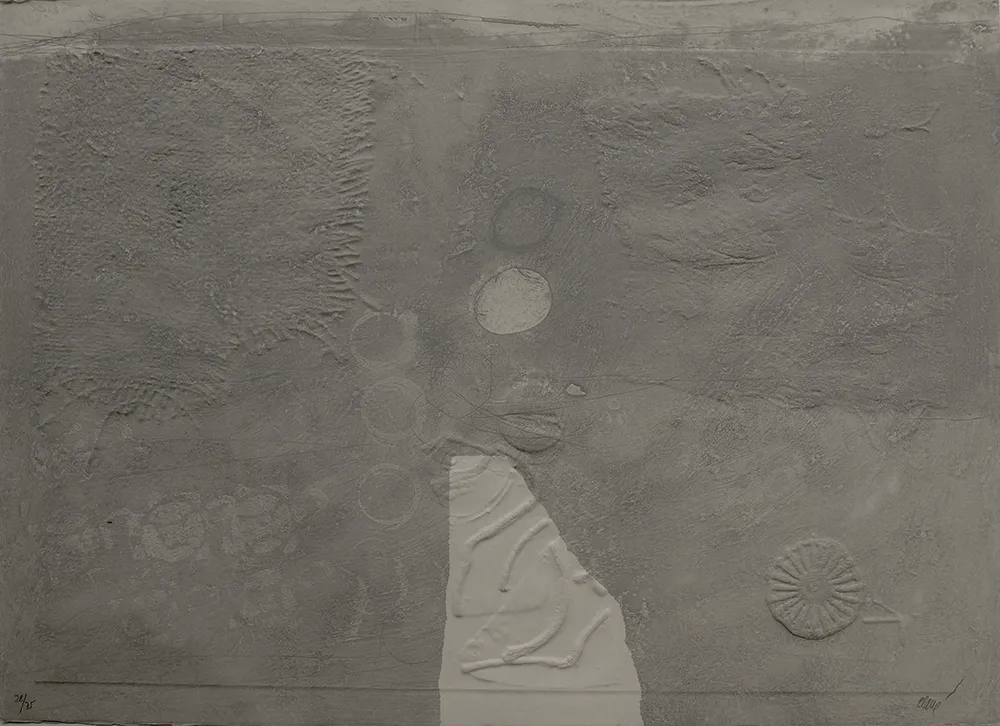 Etching Clavé - Gaufrages sur fond bleu