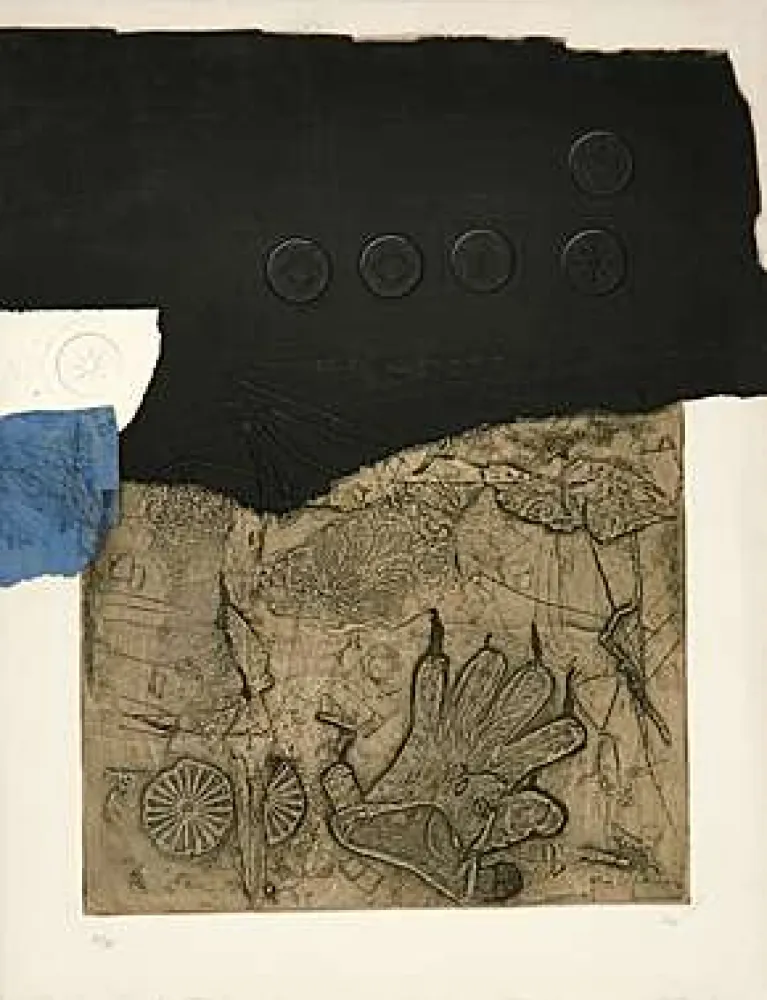 Aquatint Clavé - La tache bleu