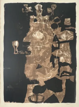 Lithograph Clavé - Le roi à la pipe , 1952