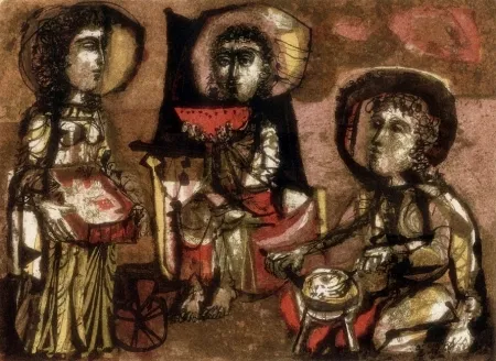 Lithograph Clavé - Les Trois Maries