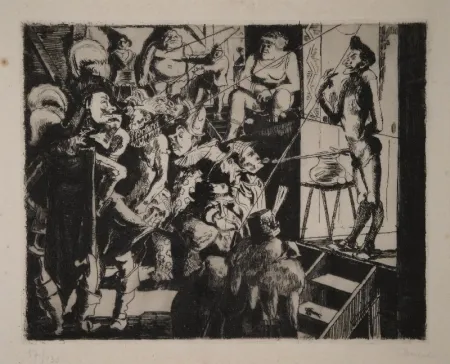 Etching Clément - Le bateleur / Der Gaukler (Les Monstres) / (Jahrmarkt) 
