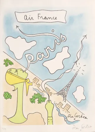 Lithograph Cocteau - Air France